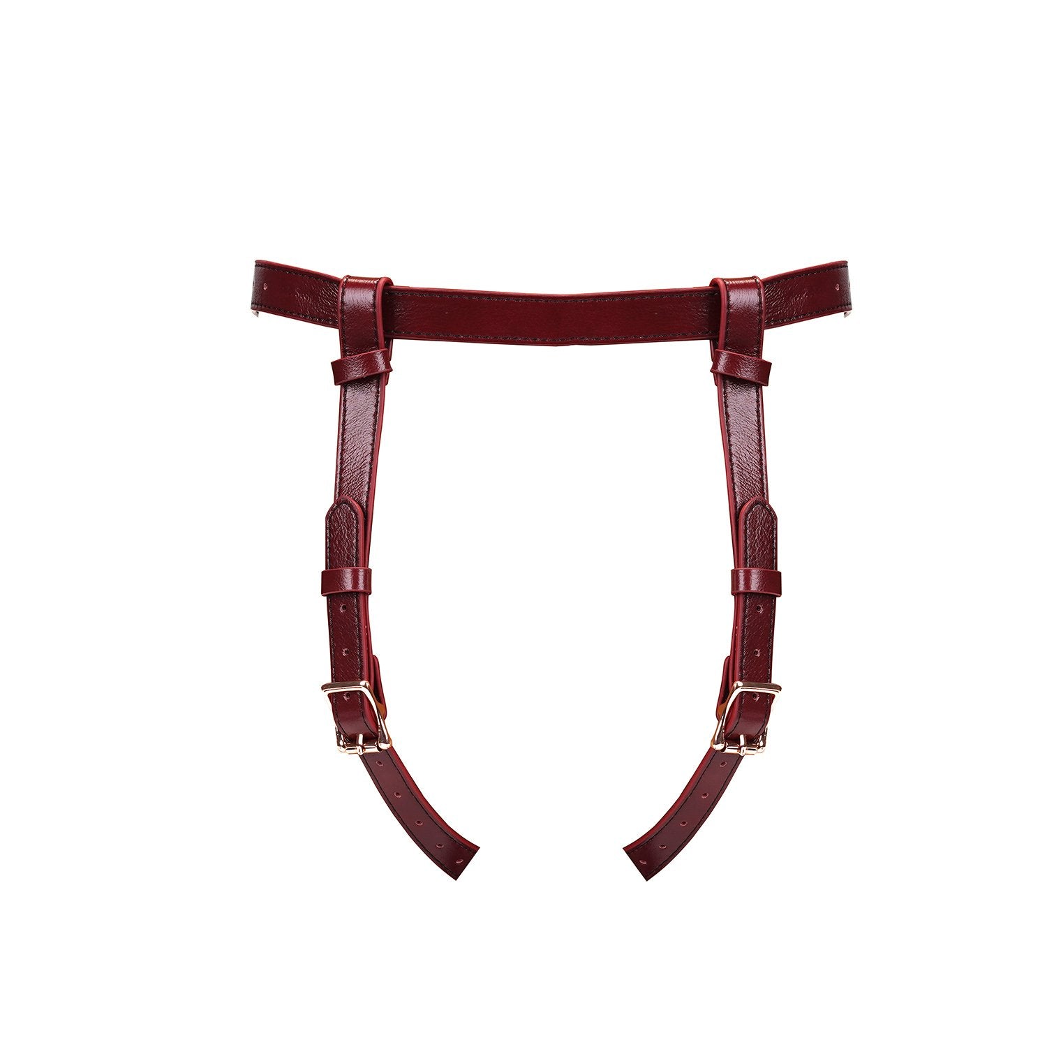 Wine Red Deluxe Leather Strap On Harness