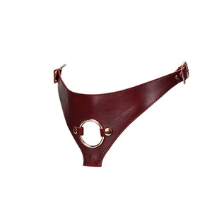 Wine Red Deluxe Leather Strap On Harness